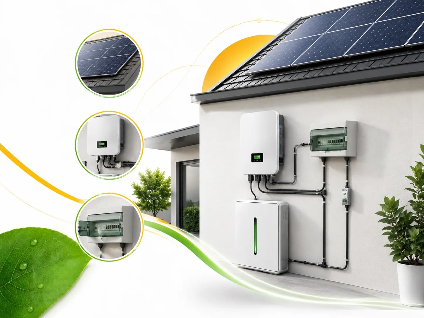 Solar inverter, battery, wiring, and protection equipment for maintenance support